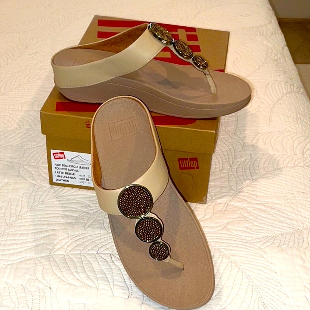 New in box FitFlop Women's Cream and Brown Sandals